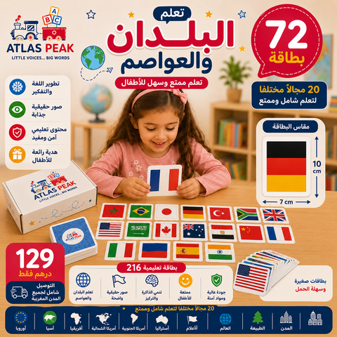72 Cartes des drapeaux des pays avec leurs capitales